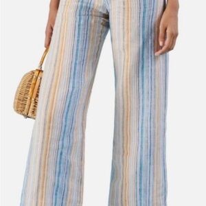 Reformation Blue and Yellow Striped Wide-Leg Pants